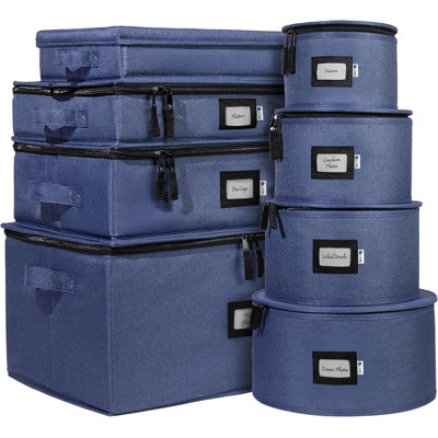 Ensemble de rangement en porcelaine de Chine, paquet de 8, bleu denim