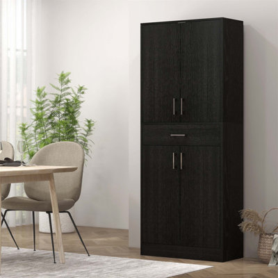 Armoire de cuisine autoportante de 71 pouces avec tiroir et tablettes réglables pour un rangement amélioré et un attrait esthétique