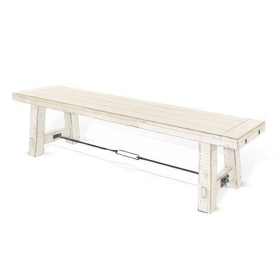 Rena Dining Bench, Turnbuckle Accent, 64 Inch Mahogany Wood