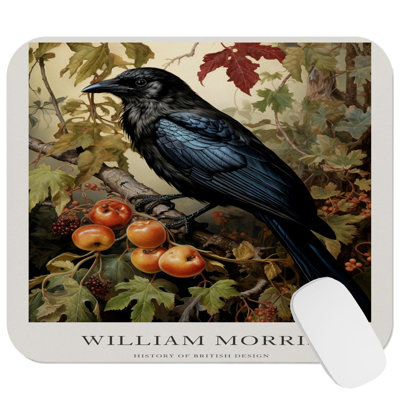 Animals William Morris Crow Bird IX Cottage Gaming Cute Office Laptop Desk Pad Gift Mat Square Rectangle Non-Slip Mousepad