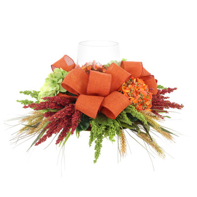 Hydrangea Fall Centerpiece with Candleholder