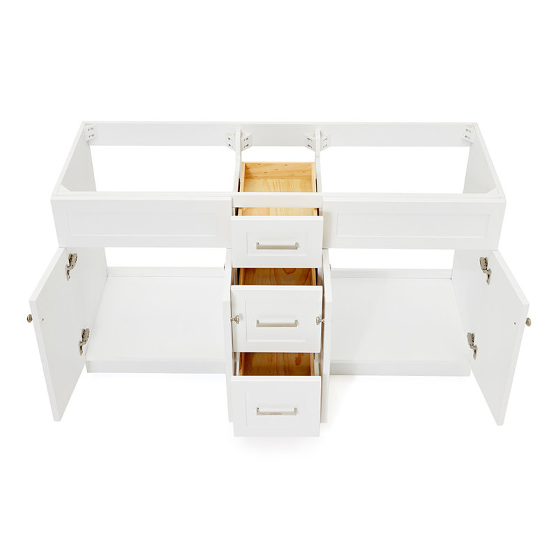 Paulla 60'' W Double Bathroom Vanity Base, White