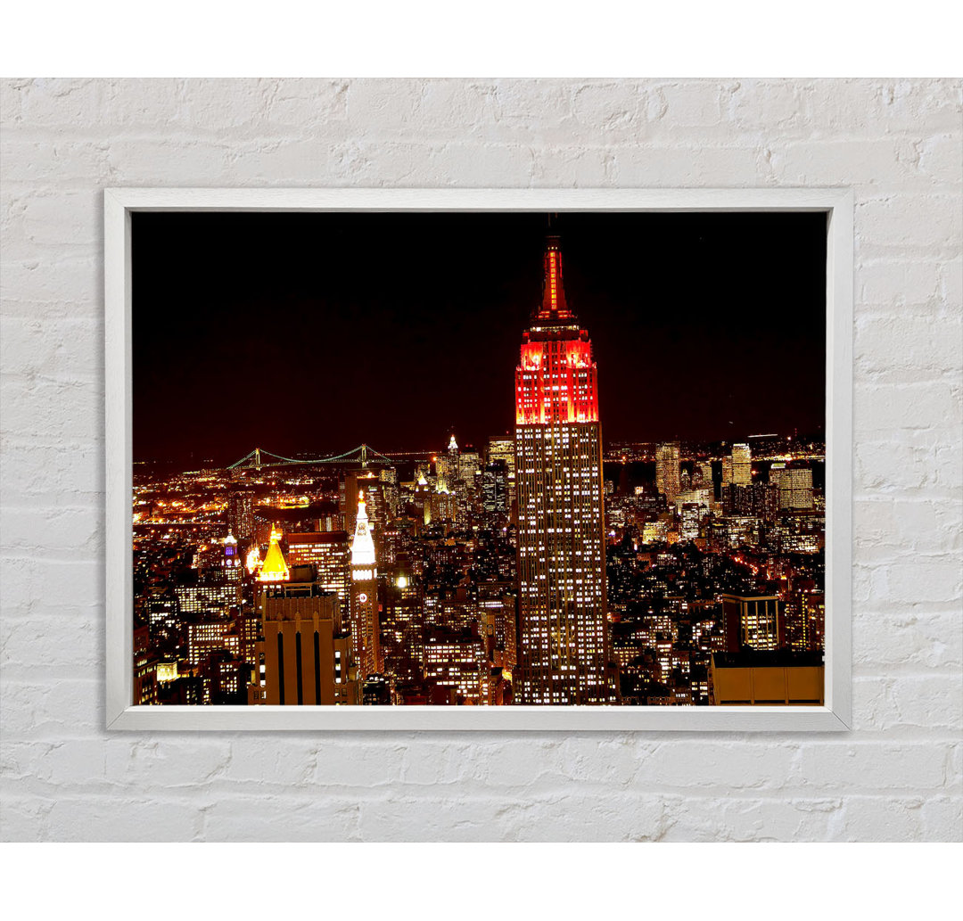 New York Empire State Red Top - Einzelner Bilderrahmen Kunstdrucke auf Leinwand