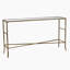 Console 56,5 x 14 x 30 po or antique, plateau en miroir