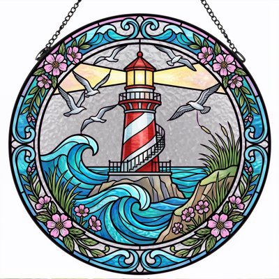 Panneau de vitrail de scène de phare - 7,8 heures