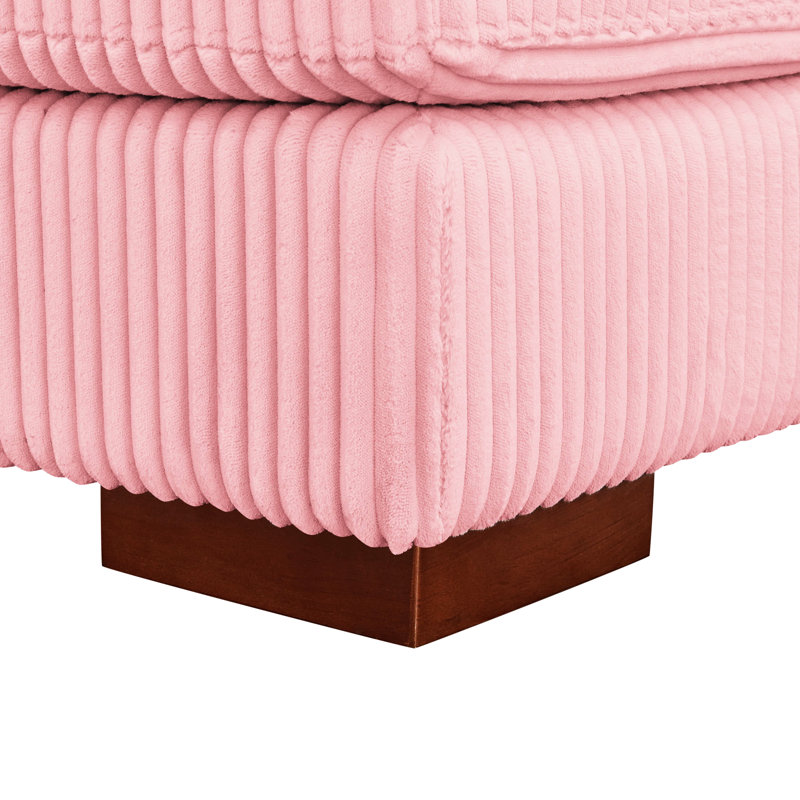 Canapé modulaire à 3 places en velours côtelé rose avec coussins décoratifs et dossier réglable, dossier facile à installer et assemblage rapide
