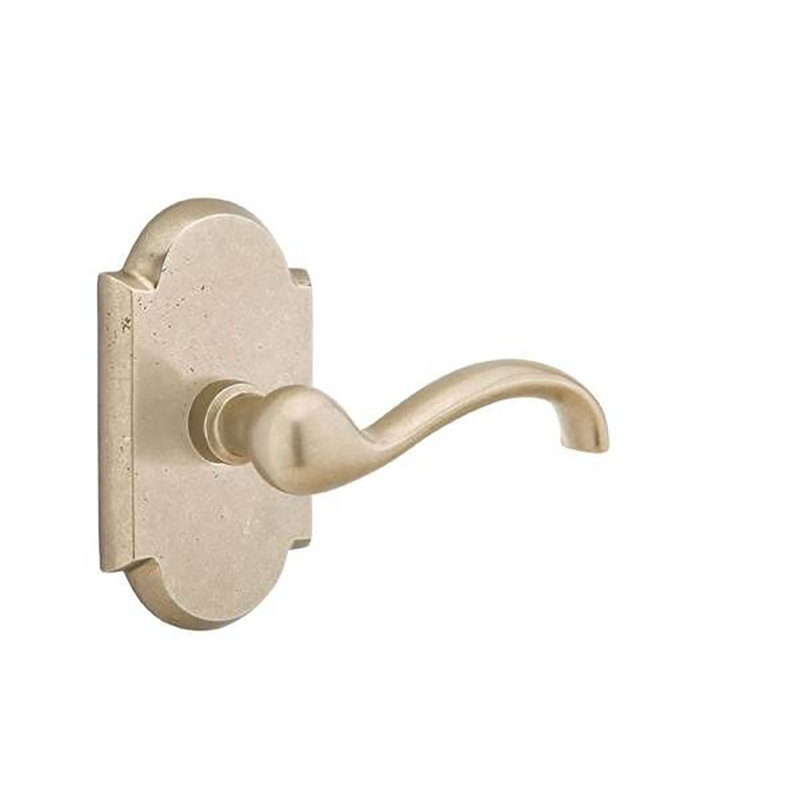 Teton Wave/Drop Passage (Hall & Closet) Door Lever with Arch Rosette, Left, Tumbled White Bronze