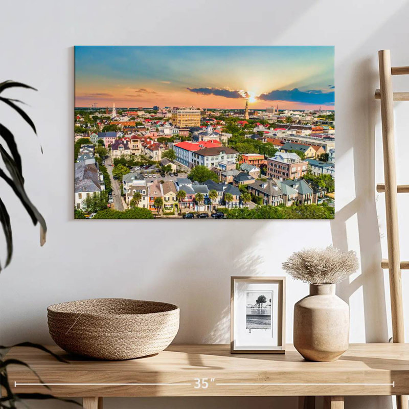 Vue aérienne du centre-ville de Nicci, Charleston, H 16 po x l 24 po