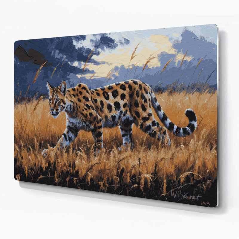 Faune, chat sauvage africain, art mural en métal brun, H 20 po x l 24 po