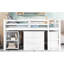 Lit mezzanine double blanc avec fonctions multiples, bureau à roulettes et armoire de bureau multifonctionnelle à trois niveaux avec rangement blanc, fabrication en bois de pin, nombreuses options