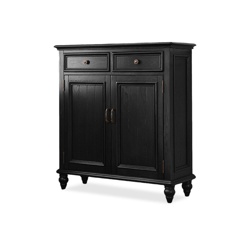 Black Solid Wood Shoe Storage Bench, 43.31" H x 39.37" W x 15.75" D