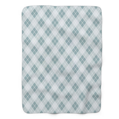 Blue Checks - couverture en sherpa de qualité supérieure 1 pièce
