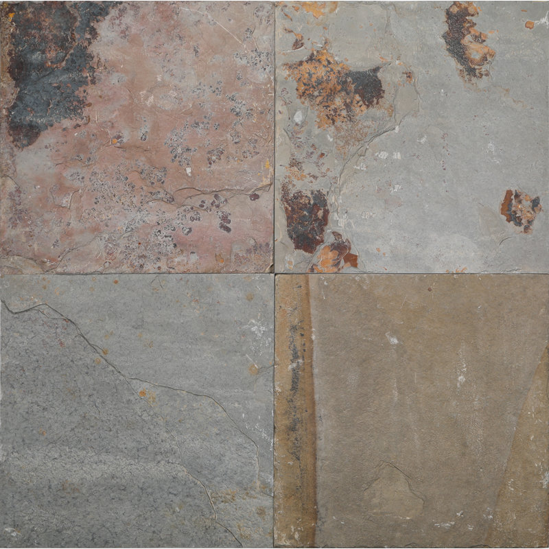 Carreau de mur et plancher en ardoise dorée 12 po x 12 po Lotus