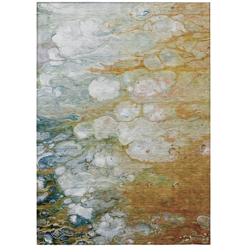 Tapis intérieur lavable abstrait orange 8 pi x 10 pi