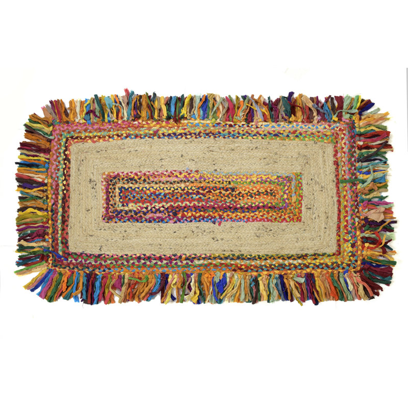 Tapis géométrique tissé à la main multicolore, Rectangle 4 pi x 6 pi