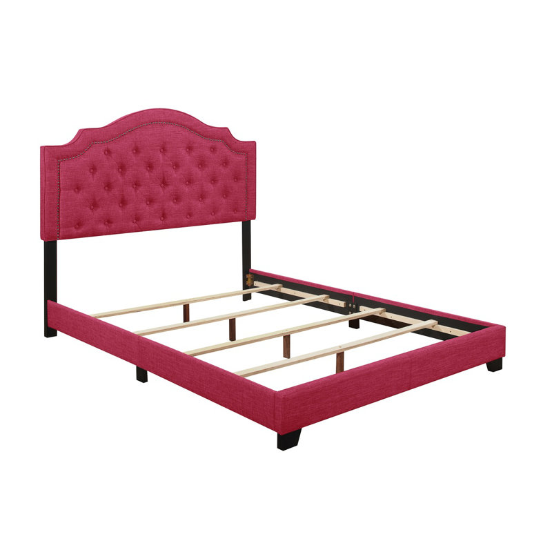 Kiraz Upholstered Wingback Bed, Pink, Queen