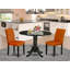 Ensemble de coin repas 3 pièces pour petits espaces comprenant une table de salle à manger ronde avec Dropleaf et 2 chaises rembourrées en tissu Shitake, 42 po x 42 po, noir-194567319-194567321-242546789