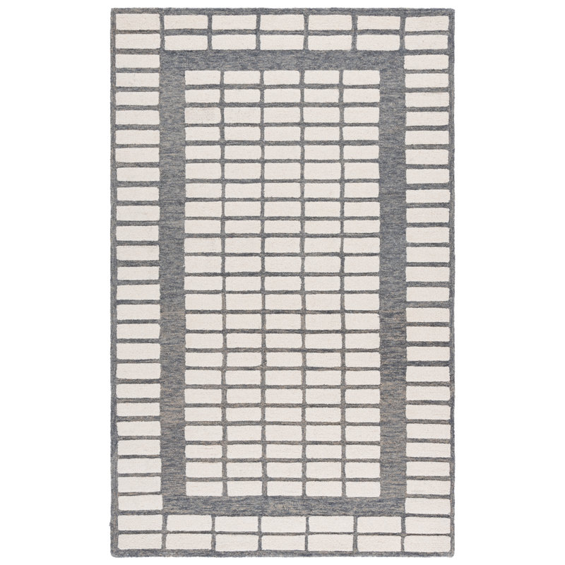 Ebony Hand Tufted Wool Geometric Indoor Rug, Rectangle 6' x 9'