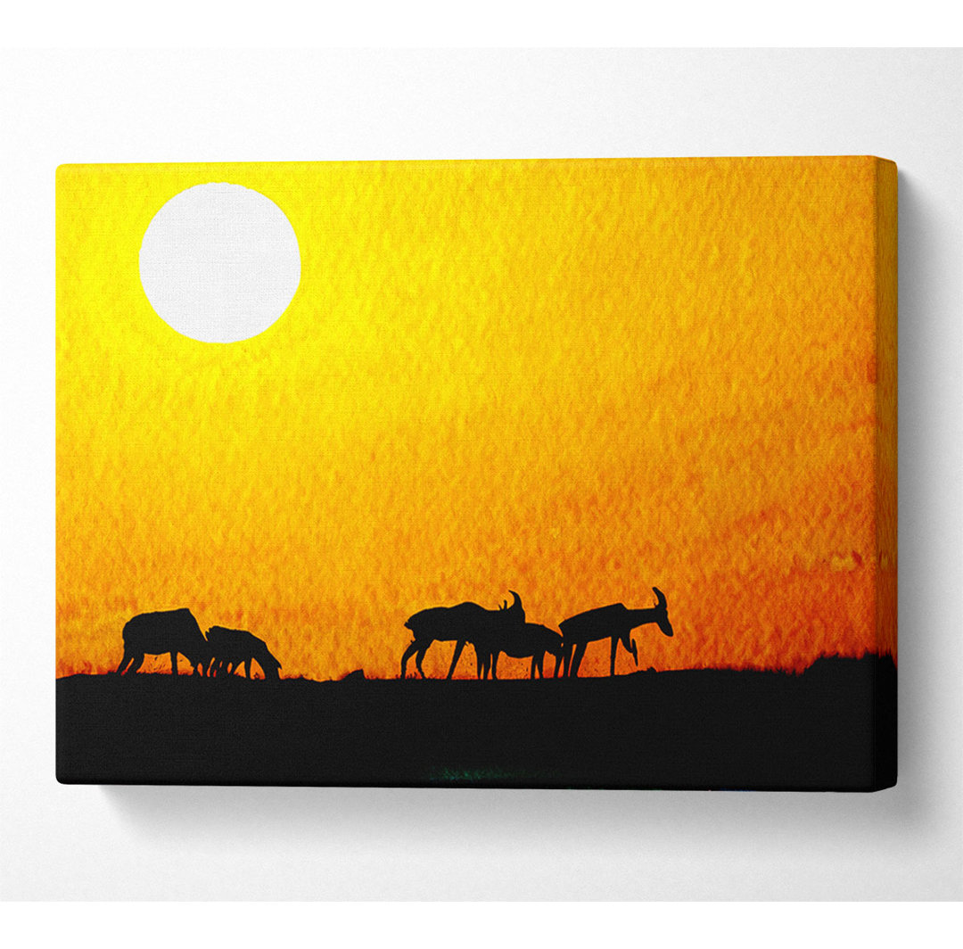 Safari Sunset - Kunstdrucke auf Segeltuch