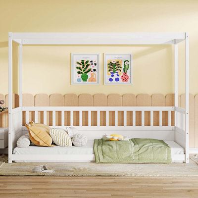 Canopy Bed Frame With Guardrails
