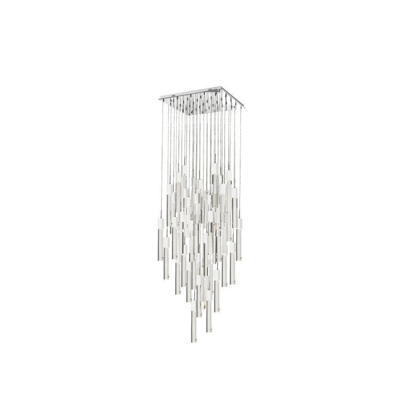 41 - Light Chandelier, Clear Glacier, Polished Chrome