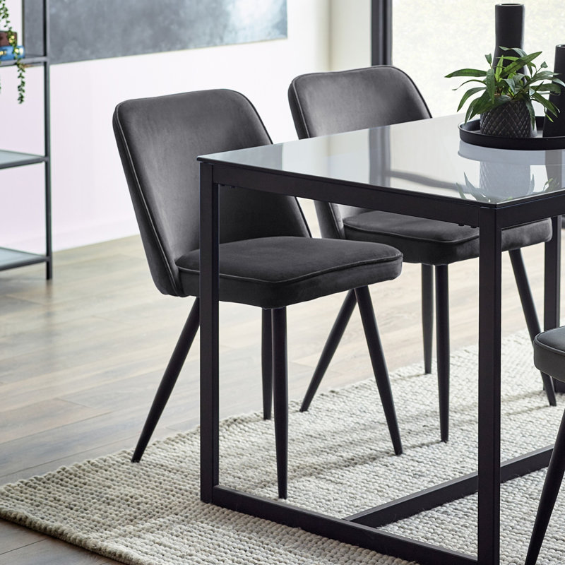 Iisakki 48cm H Velvet Upholstered Side Chair, Grey