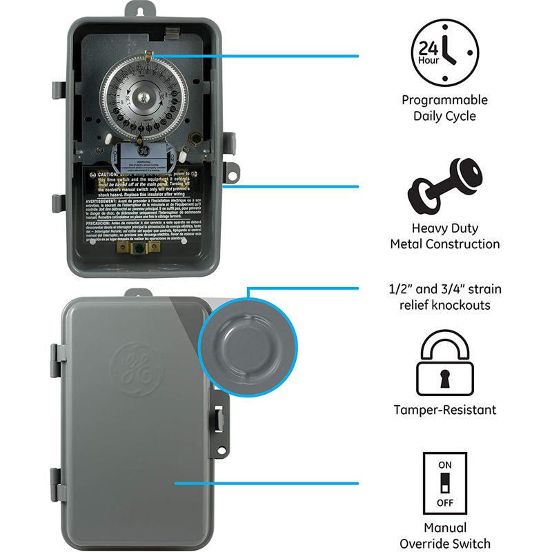 GE 120V Outdoor Mechanical Metal Box Timer | Wayfair