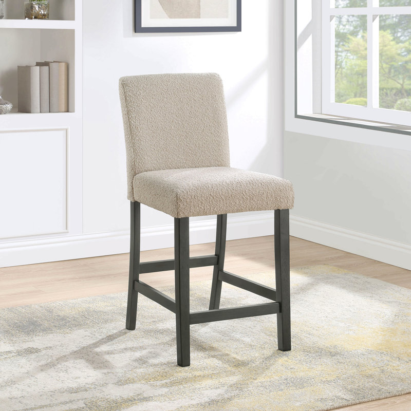 Ensemble de 2 chaises de comptoir rembourrées Boucle, Beige