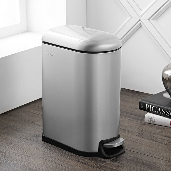 Simplehuman 10L Rectangle Trash Can W/ Bags OB black Chrome Compact Office&  home