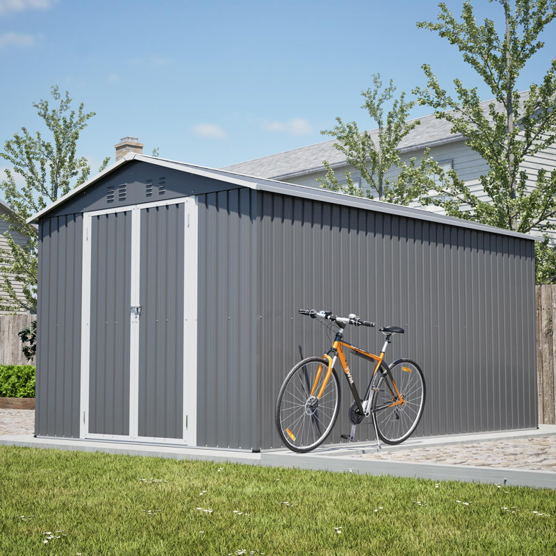 Remise de rangement extérieure l 8 pi x P 12 pi avec portes doubles verrouillables (96 pieds carrés)