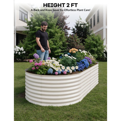 Lit de jardin surélevé en acier 2Pack, boîte à fleurs en métal pour racines de légumes, fines herbes, grand lit de jardin ovale, assemblage facile (8 x 4 x 2 pi)