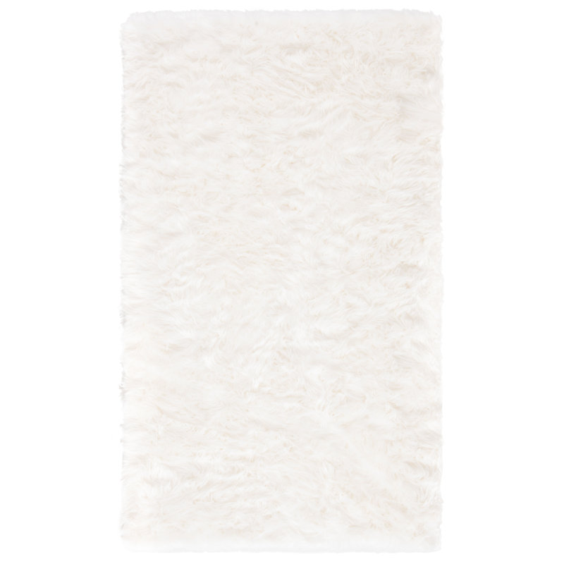 Solid Colour Faux Fur Area Rug, Rectangle 91 x 152cm