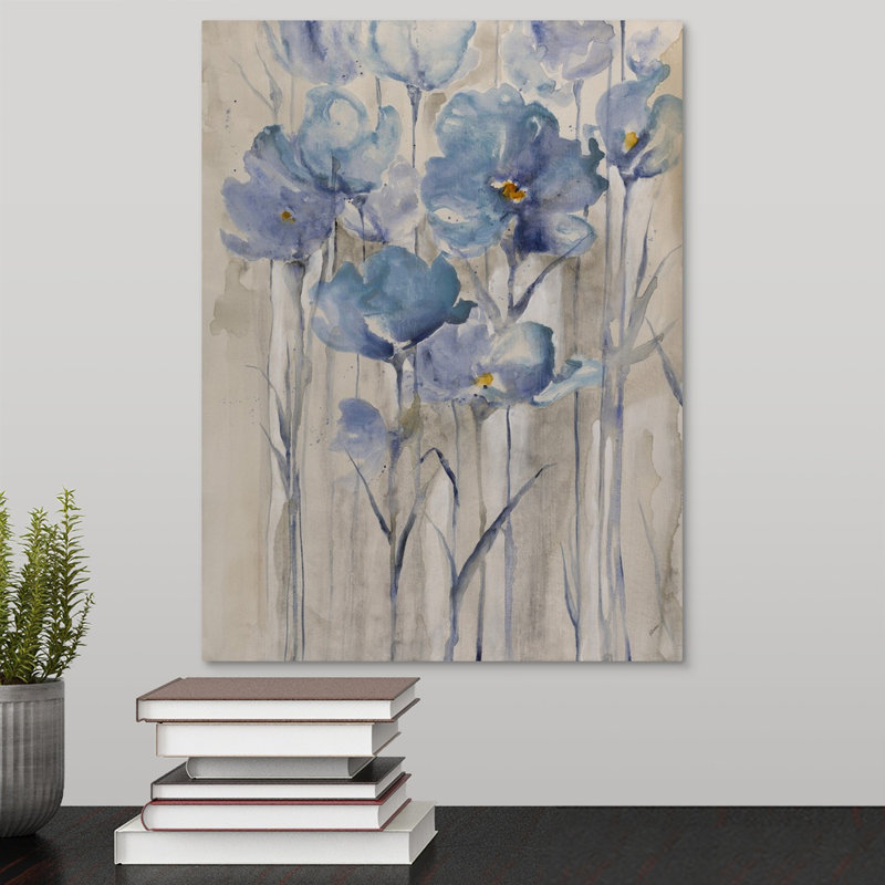 « blue pétales ascendanting ii », peinture sur toile, Toile tendue, H 16 po x l 12 po x P 1,25 po