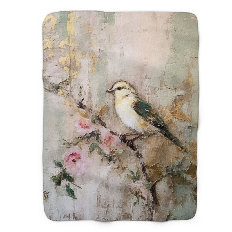 Jeté Blossom Beak Buddies - 1 pièce Sherpa Blan Premium, L 50 po x L 60 po