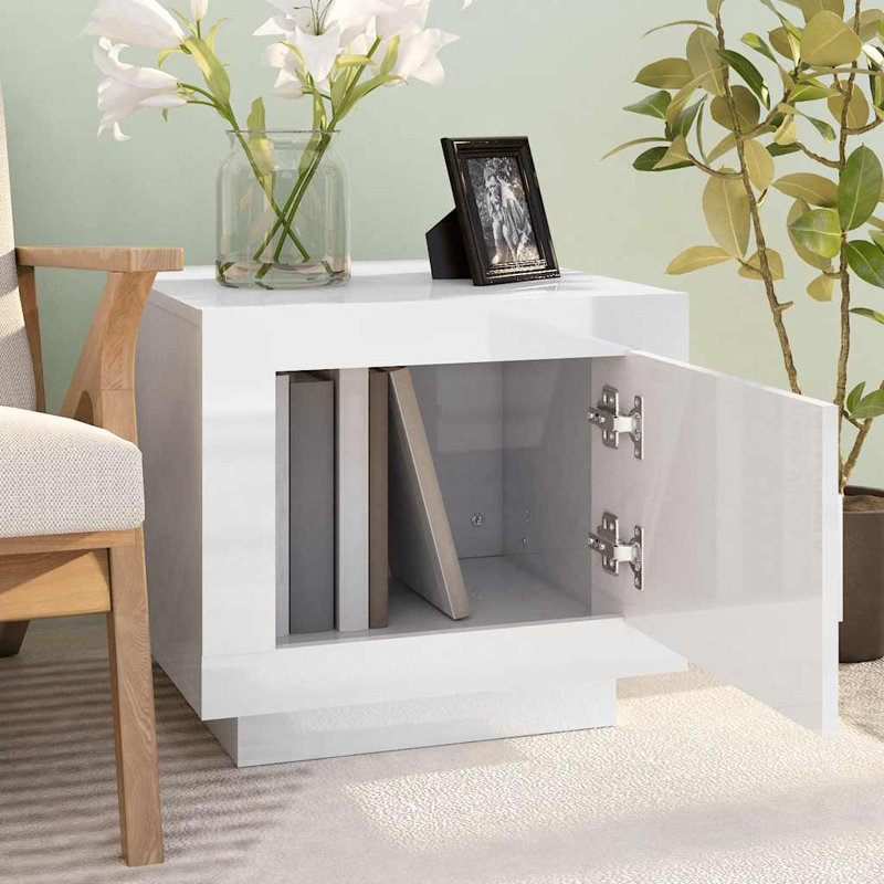 Jahna Solid Coffee Table with Storage, Gloss White