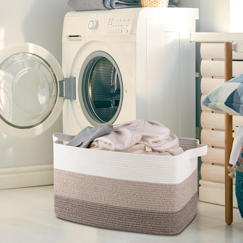 Blanket Basket,  Cotton Rope Woven Laundry Basket, Toy Bin For Baby Room, Container For Blanket Storage In Living Room