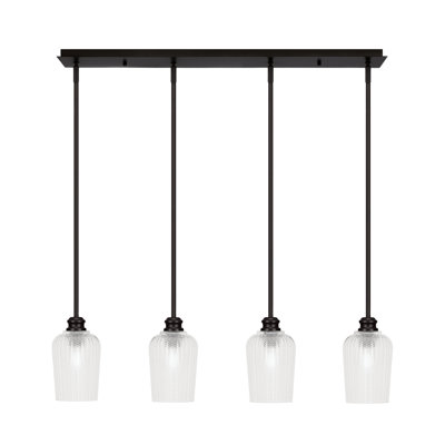 Luminaire suspendu linéaire à 4 lumières Edge avec verre texturé de 5 po