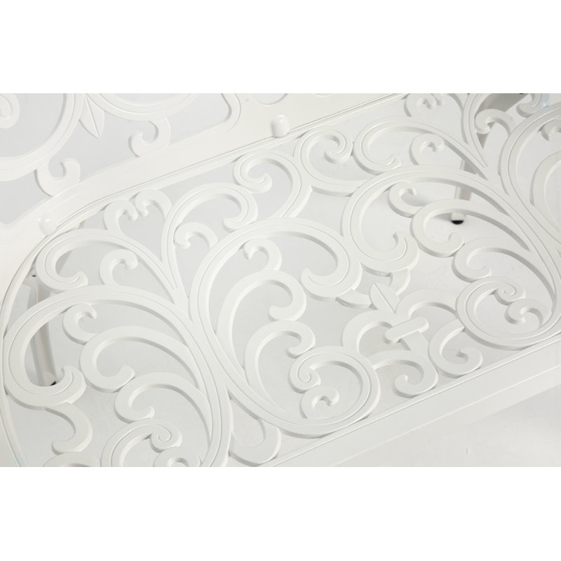 Mobilier d'extérieur en aluminium coulé avec banc de jardin Tulip, Blanc