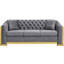 Siège de luxe en velours de 84 pouces, avec tissu gris et acier inoxydable doré, canapé de 84 pouces pour la décoration du salon-118276588