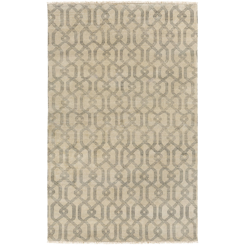 Wool Geometric Area Rug in Charcoal/Gray, Rectangle 2' x 3'