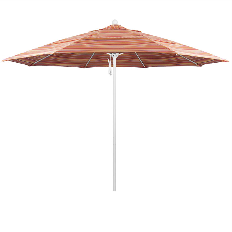 Parasol de marché 11 pi Silva, Sunbrella® mangue rayé Dolce, Blanc mat