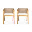 Ensemble repas d'extérieur 7 pièces avec table en bois d'acacia de 69 pouces et 6 chaises avec accoudoirs en corde, beige