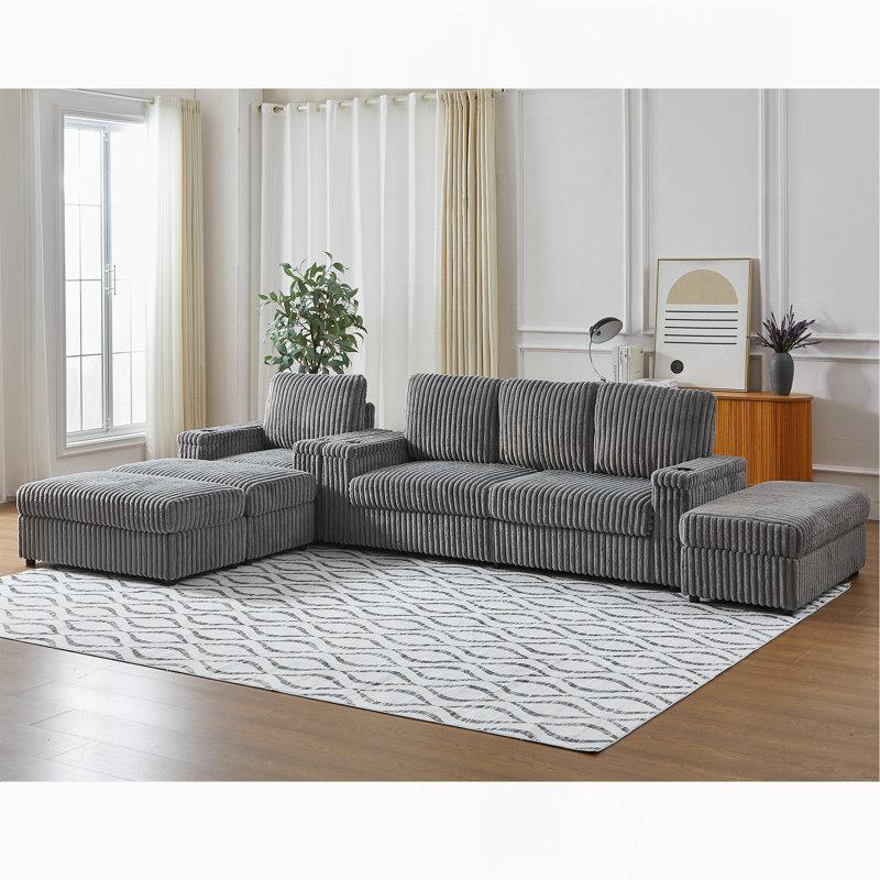 Fauteuil inclinable en velours côtelé simple avec canapé 3 places, canapés confortables pour canapé et canapé profond, Gris