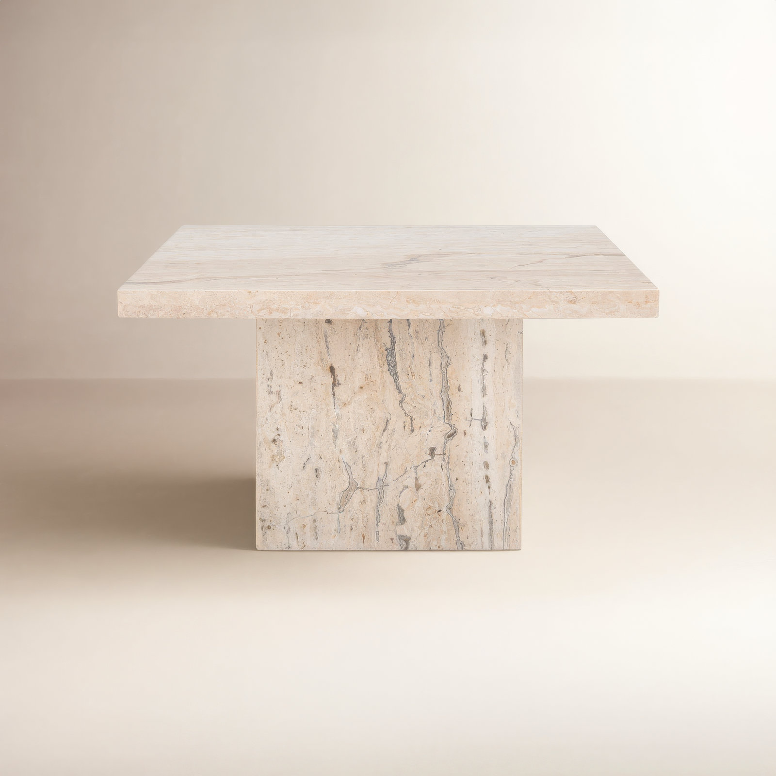 Pristina Tall Square Marble Accent Table, Beige, 12" H x 21" W x 21" D
