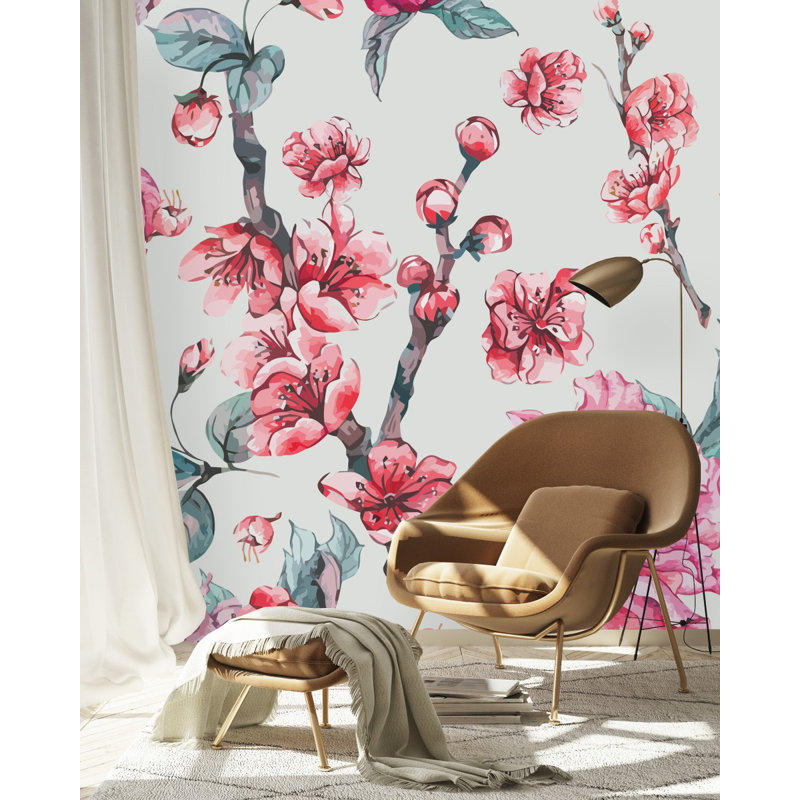 Peel & Stick Floral Wall Mural, 8.33' W x 8.33' L