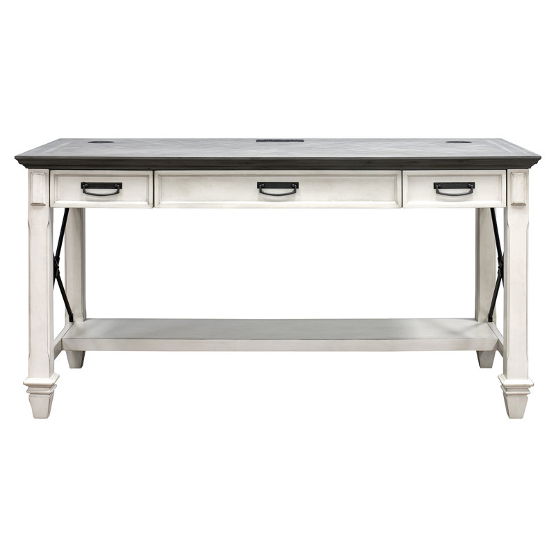 Biarni Writing Desk with Power Outlet, White
