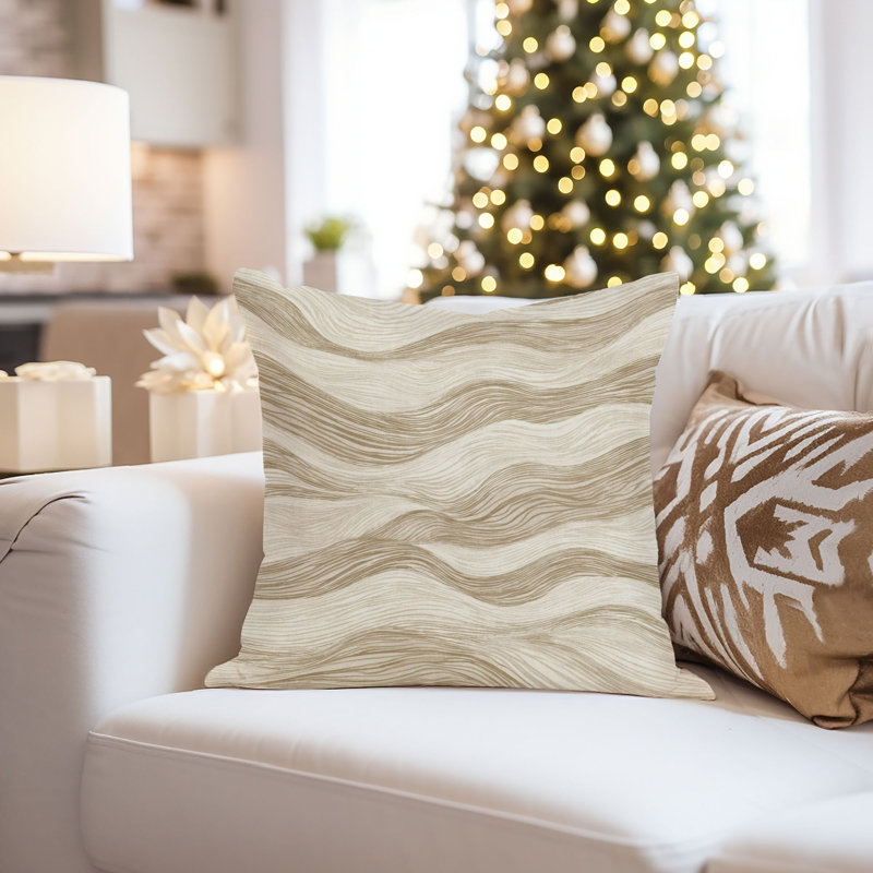 Abstract Beige Waves Pattern VI Modern Throw Pillow Cover, 20x20