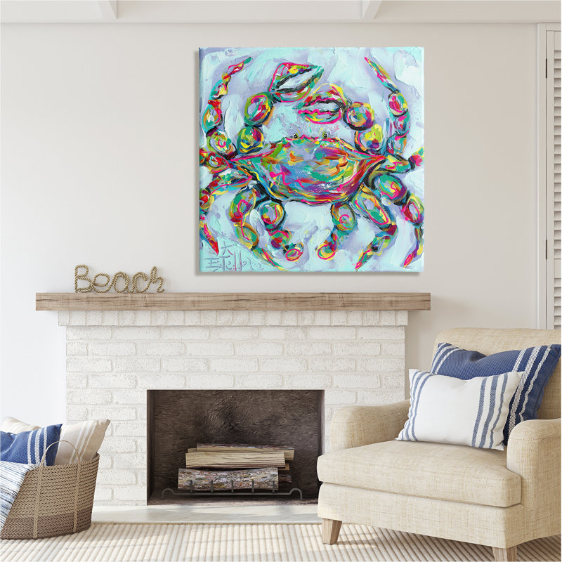 «Modern Crab Portrait on Canvas» par Estelle Grengs, reproduction, H 36 po x l 36 po x P 1,5 po