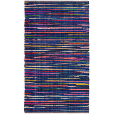 Fales Stripped Hand-Knotted Blue/Multi Area Rug