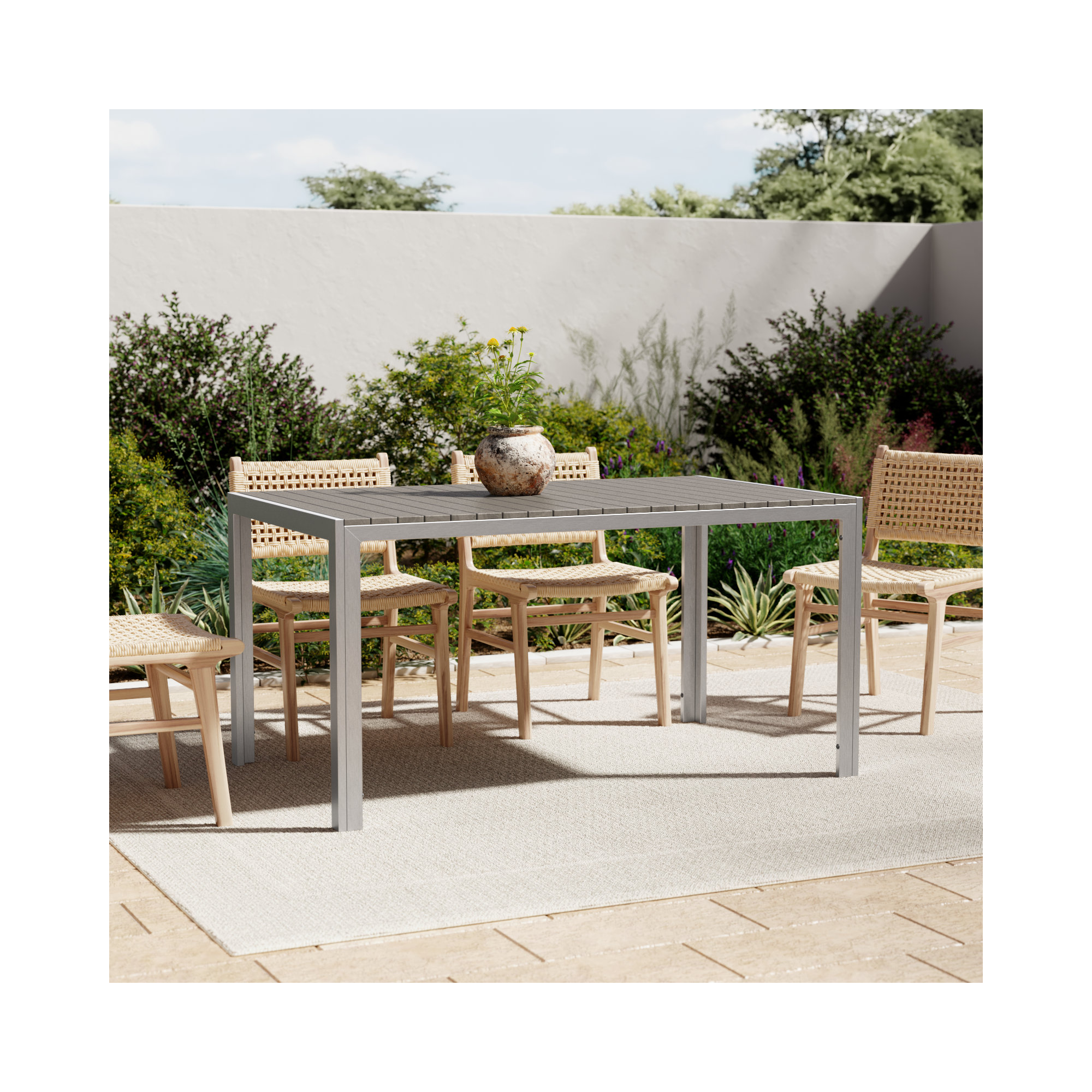 Stillwater Rectangular 6 - Person 59'' L Outdoor, Gray, Gray